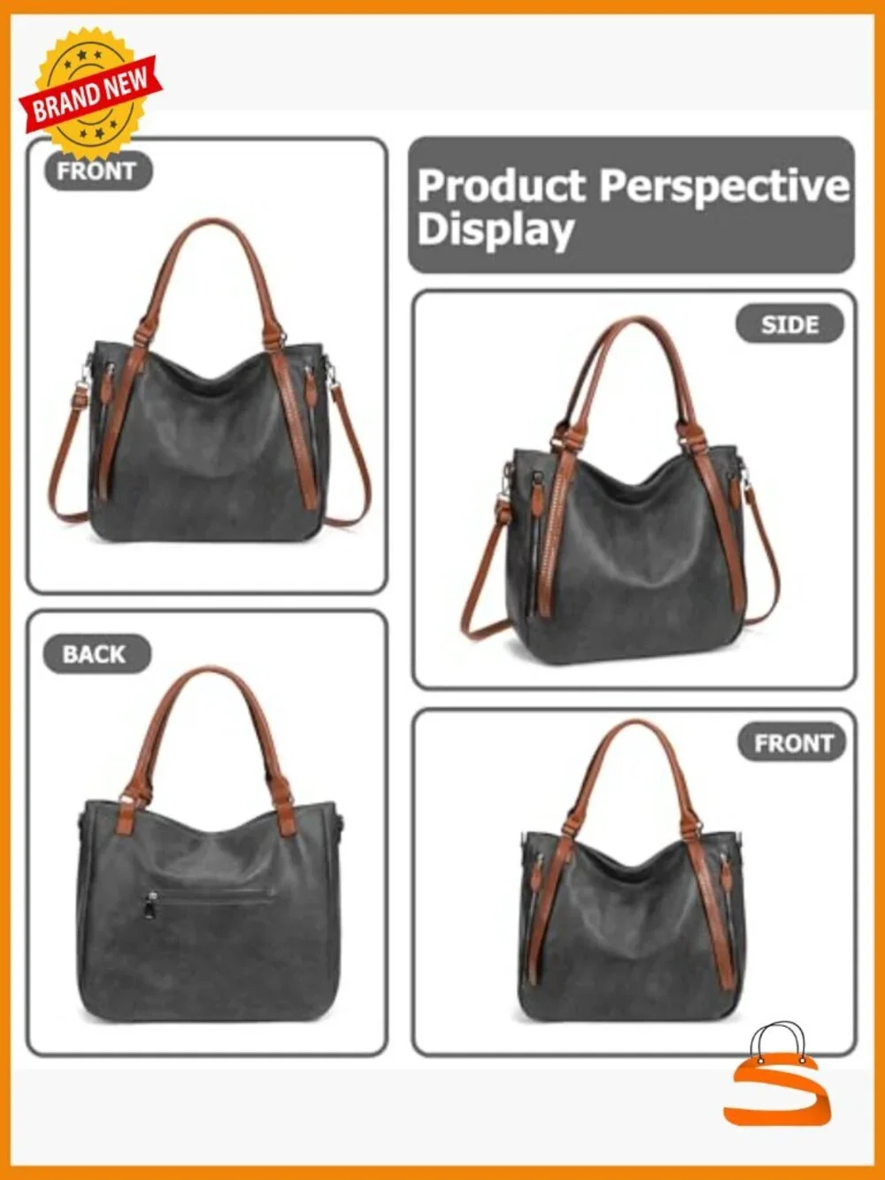 Large Vegan Leather Hobo Shoulder Bag Satchel Tote with Adjustable Strap